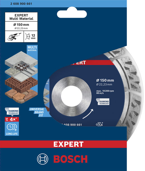 BOSCH EXPERT MultiMaterial Diamanttrennscheiben, 150 x 22,23 x 2,4 x 12 mm