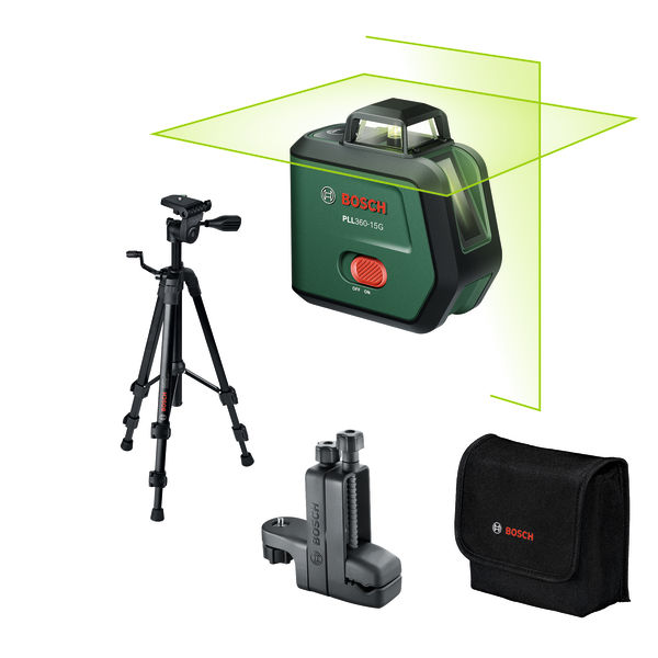 BOSCH Kreuzlinien-Laser PLL360-15G Premium Set, 1 x Akku BA 3.6V 2.0Ah in Tasche