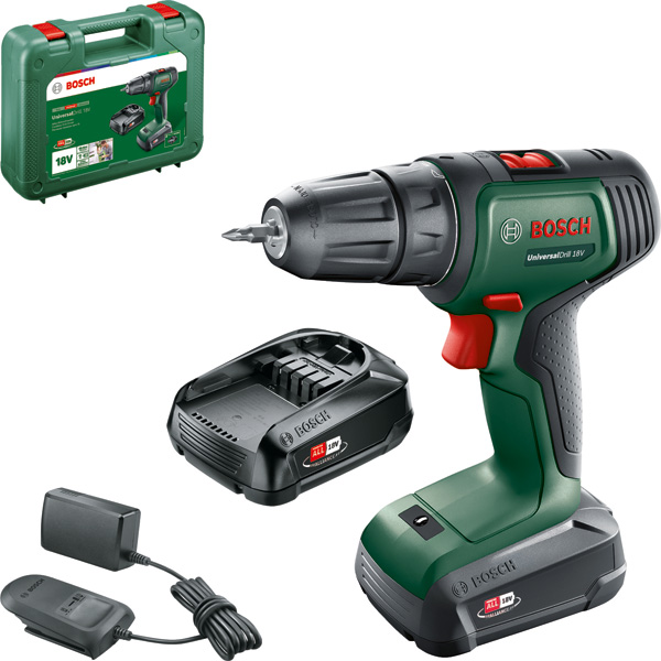 BOSCH Akku-Bohrschrauber UniversalDrill 18V, 2x Akku PBA 18V 1.5Ah