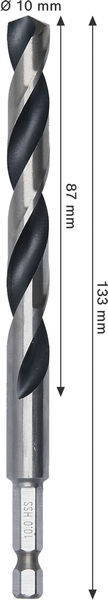 BOSCH Metal HSS Spiralbohrer, 10 x 87 x 133 mm, HEX 1/4“ Schaft BOSCH Metal HSS Spiralbohrer, 10 x 87 x 133 mm, HEX 1/4“ Schaft