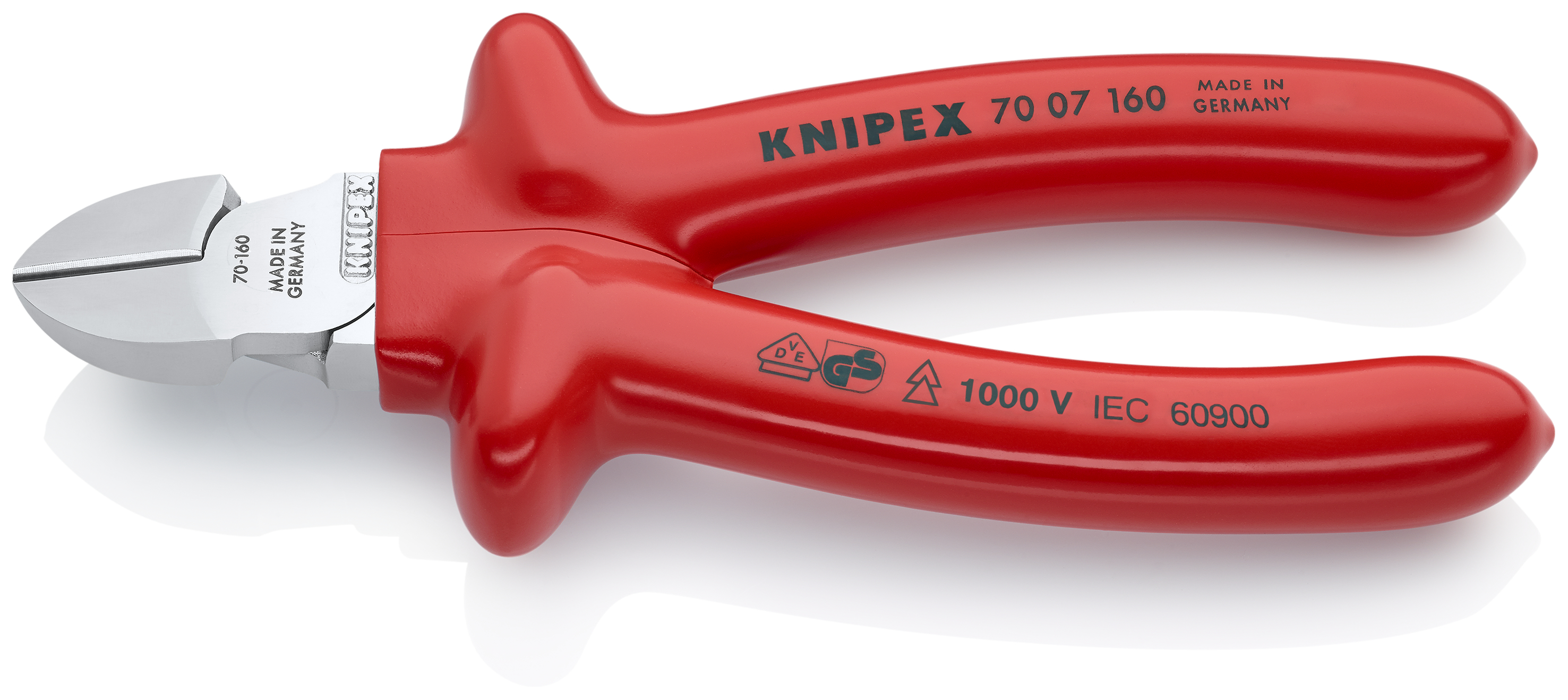 KNIPEX KNIPEX 70 07 160 Seitenschneider 160 mm verchromt tauchisoliert, VDE-geprüft KNIPEX KNIPEX 70 07 160 Seitenschneider 160 mm verchromt tauchisoliert, VDE-geprüft