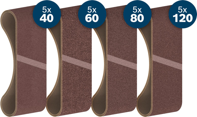 BOSCH PRO X440 Schleifband Set, 100x610mm, K40/60/80/120, 20-tlg., Starter Pack BOSCH PRO X440 Schleifband Set, 100x610mm, K40/60/80/120, 20-tlg., Starter Pack