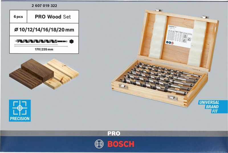 BOSCH 6-teiliges Holzschlangenbohrer-Set, 10–20 mm