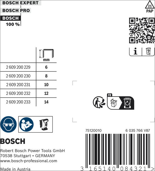 BOSCH Flachdrahtklammer Typ 57, 10,6 x 1,25 x 12 mm, 1000er-Pack BOSCH Flachdrahtklammer Typ 57, 10,6 x 1,25 x 12 mm, 1000er-Pack