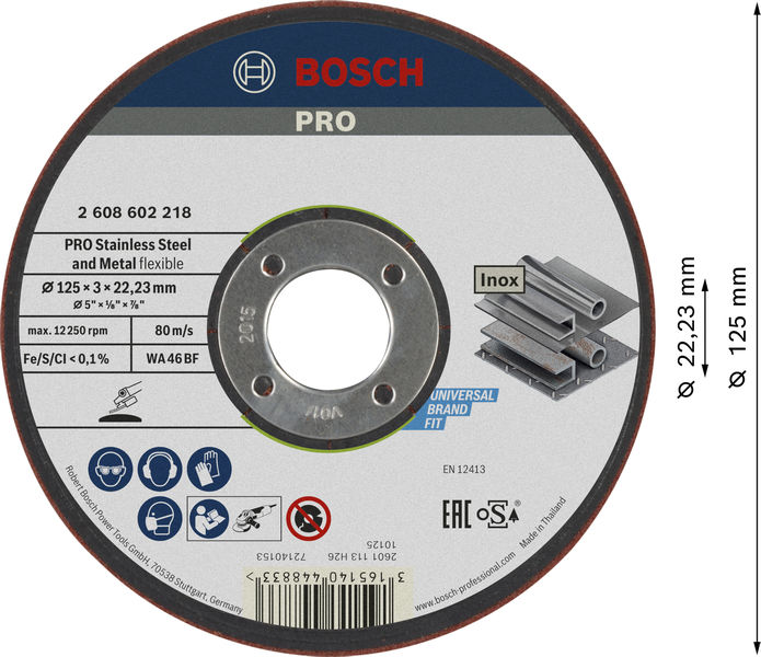 BOSCH PRO Semi-Flexible Schleifscheibe, 125 x 3 x 22,23 mm BOSCH PRO Semi-Flexible Schleifscheibe, 125 x 3 x 22,23 mm