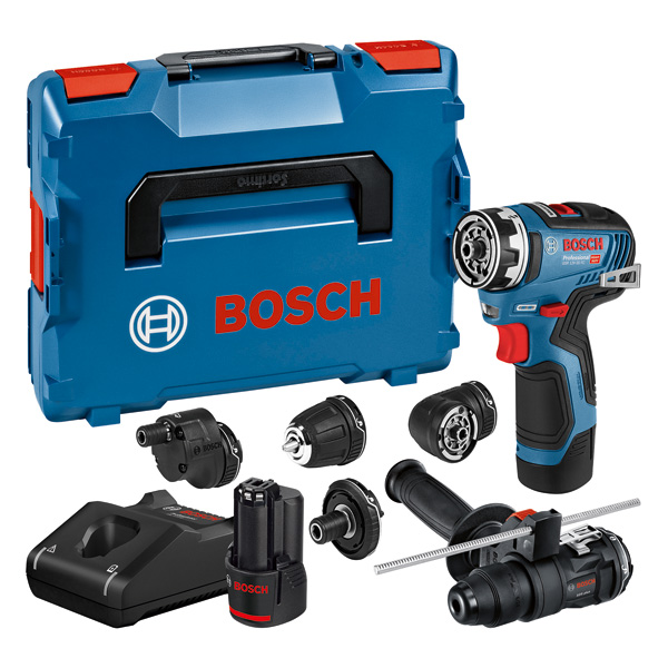 BOSCH Akku-Bohrschrauber GSR 12V-35 FC + 2 x Akku 3,0 Ah Adapter in L-BOXX