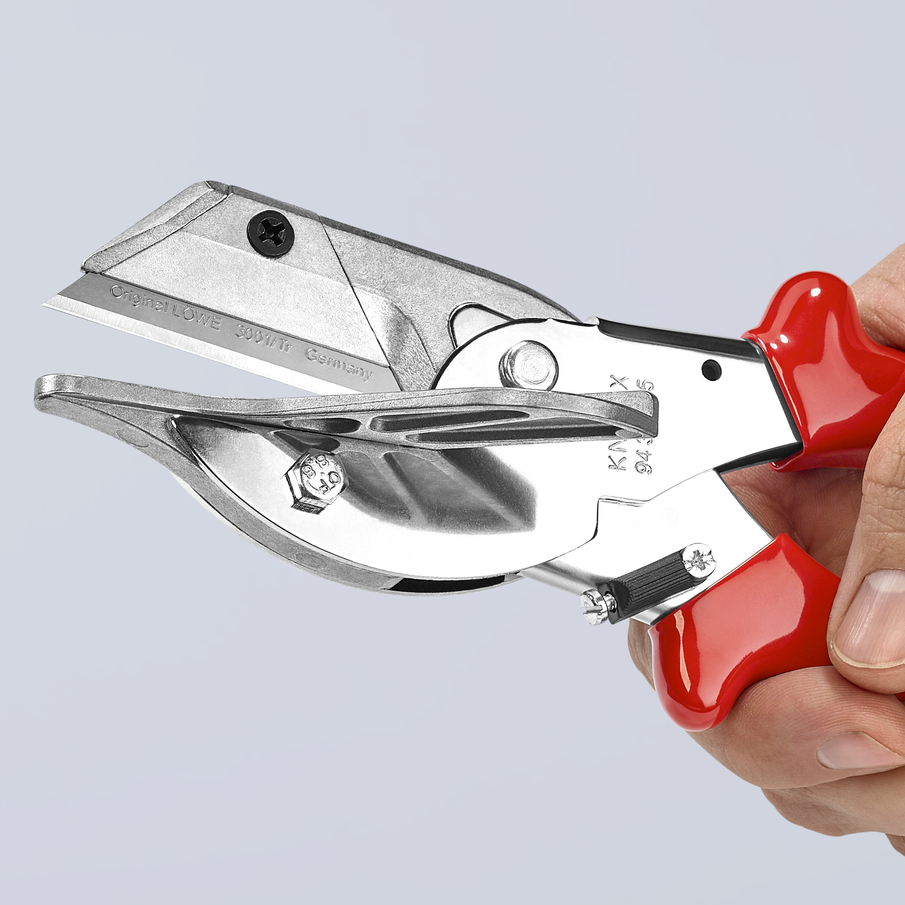KNIPEX Gehrungsschere für Kunststoff- und Gummiprofile 215 mm verchromt mit Kunststoff-Hüllen