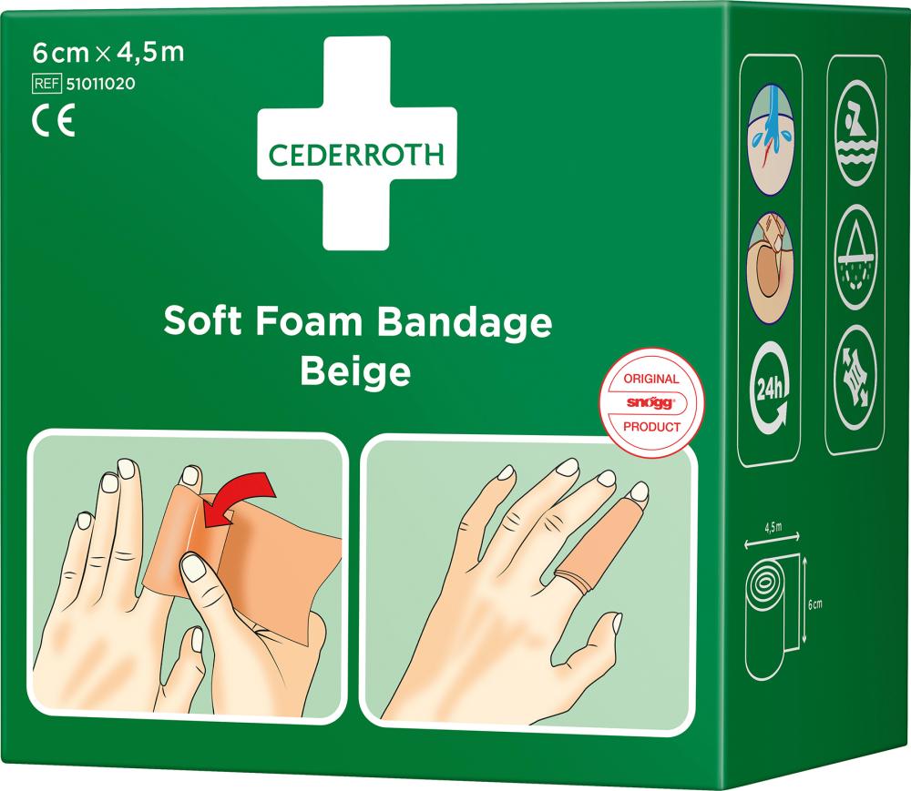 CEDERROTH Schaumbandage, beige, 6cm x 4,5m