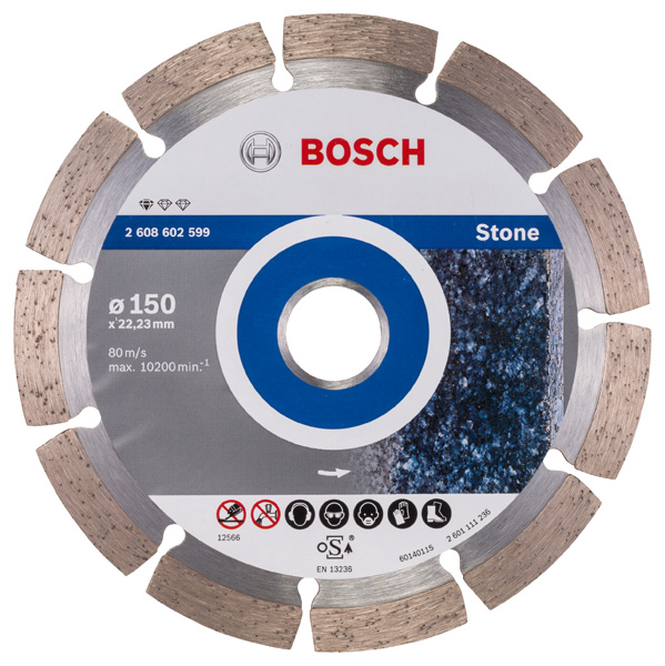 BOSCH Diamanttrennscheibe Standard for Stone, 150 x 22,23 x 2 x 10 mm