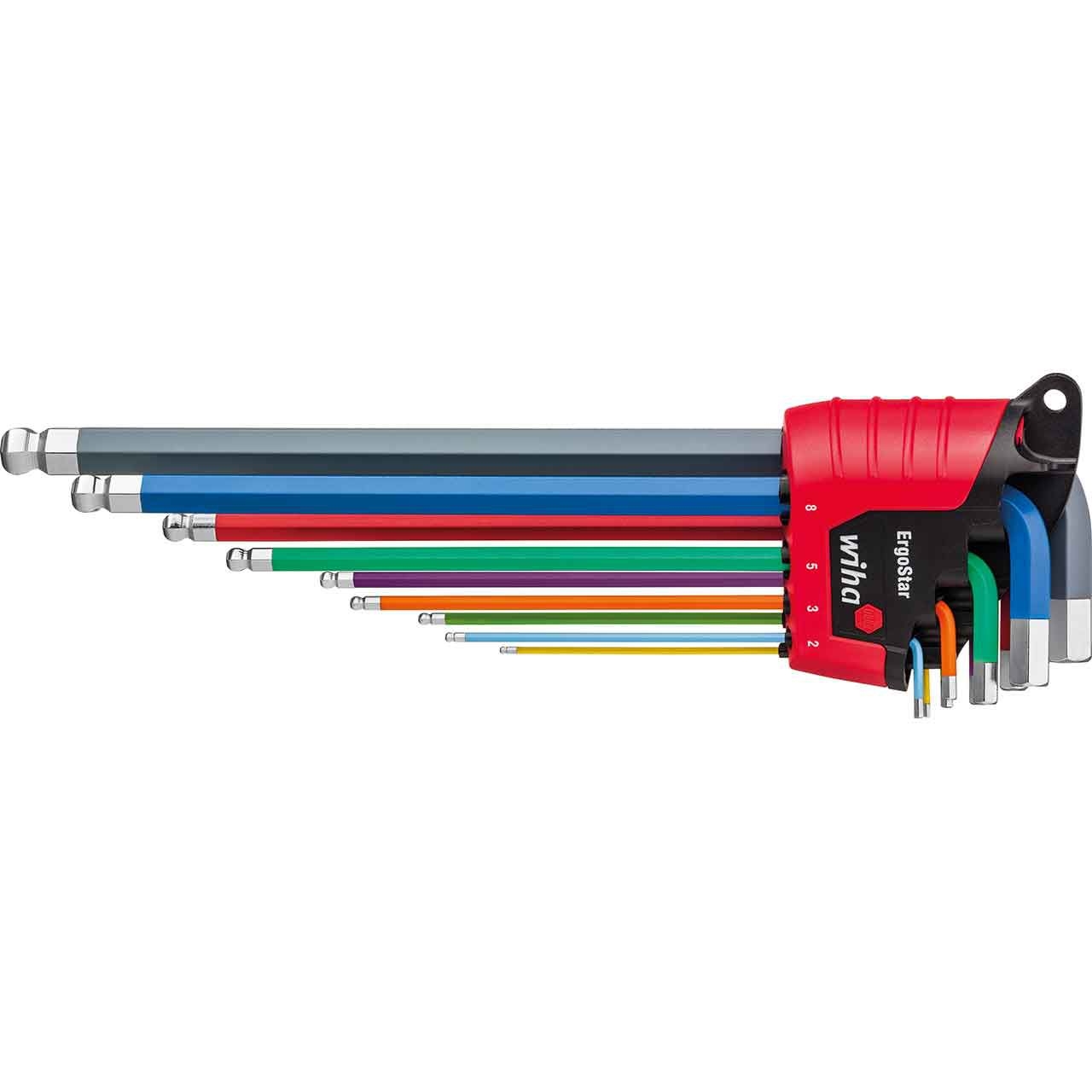WIHA Stiftschlüssel-Set 10tlg. im ErgoStar Halter, Sechskant-Kugelkopf, farbig leuchtend WIHA Stiftschlüssel-Set 10tlg. im ErgoStar Halter, Sechskant-Kugelkopf, farbig leuchtend