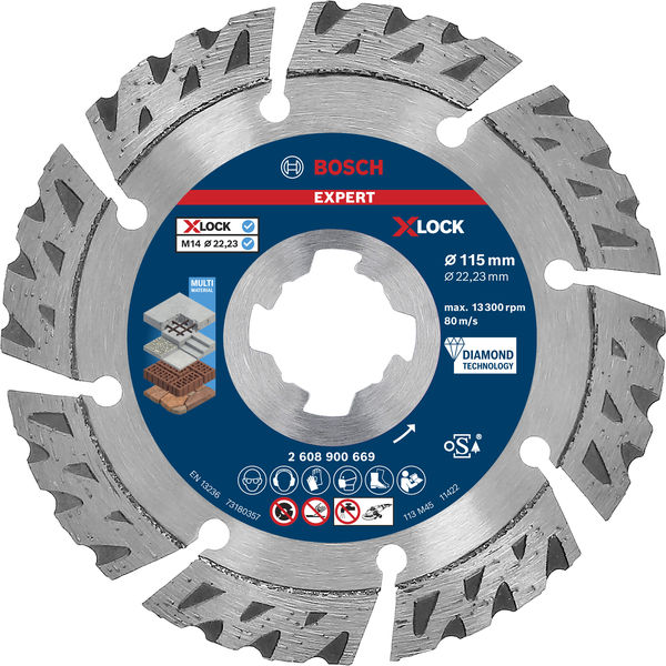 BOSCH EXPERT Multi Material Diamanttrennscheibe X-LOCK, 115x22,23 mm