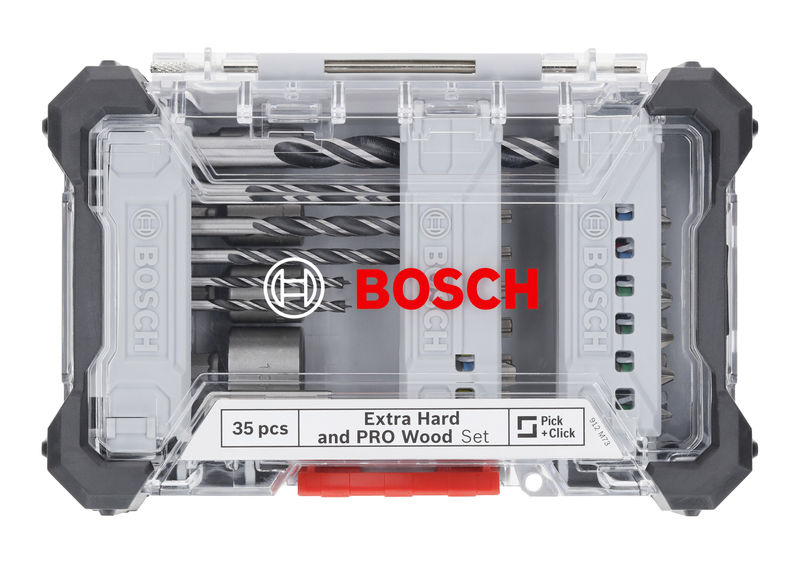BOSCH Extra Hard Schrauberbit- und PRO Wood Bohrer-Set, Aufsteller, 35-tlg.