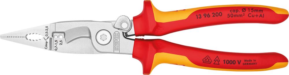 KNIPEX Elektro-Installationszange verchromt VDE 200 mm KNIPEX Elektro-Installationszange verchromt VDE 200 mm