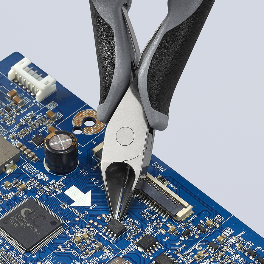 KNIPEX KNIPEX 77 42 130 ESD Elektronik-Seitenschneider ESD mit durchgestecktem Gelenk 130 mm mit Mehrkomponenten-Hüllen spiegelpoliert