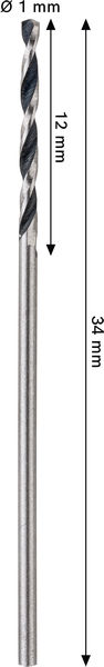 BOSCH Metal HSS Spiralbohrer, 1 x 12 x 34 mm, CYL-Schaft, 2-teilig