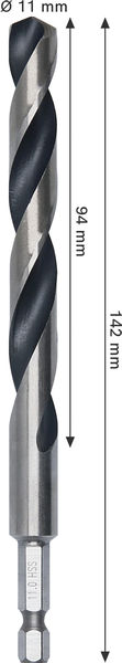 BOSCH Metal HSS Spiralbohrer, 11 x 94 x 142 mm, HEX 1/4“ Schaft BOSCH Metal HSS Spiralbohrer, 11 x 94 x 142 mm, HEX 1/4“ Schaft