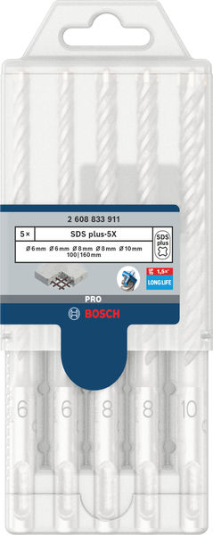 BOSCH PRO SDS plus-5X Hammerbohrer-Set, 6/6/8/8/10 mm, 5-tlg. BOSCH PRO SDS plus-5X Hammerbohrer-Set, 6/6/8/8/10 mm, 5-tlg.