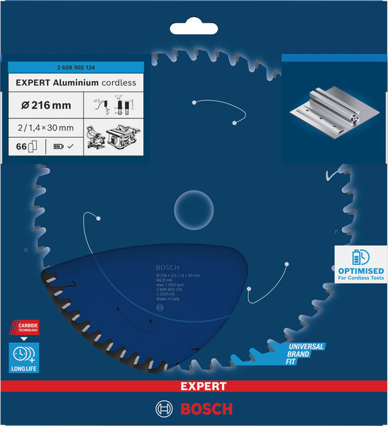 BOSCH EXPERT Aluminium Kreissägeblatt, 216x30 mm, Z66 BOSCH EXPERT Aluminium Kreissägeblatt, 216x30 mm, Z66