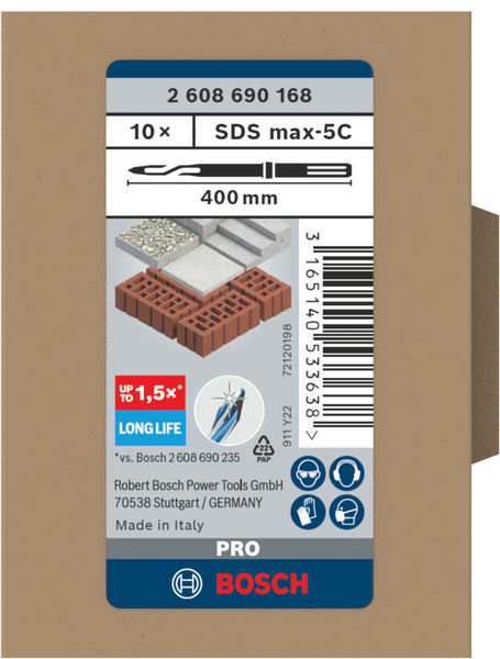 BOSCH PRO SDS max-5C Spitzmeißel-Set, 400 mm, 10-tlg. BOSCH PRO SDS max-5C Spitzmeißel-Set, 400 mm, 10-tlg.